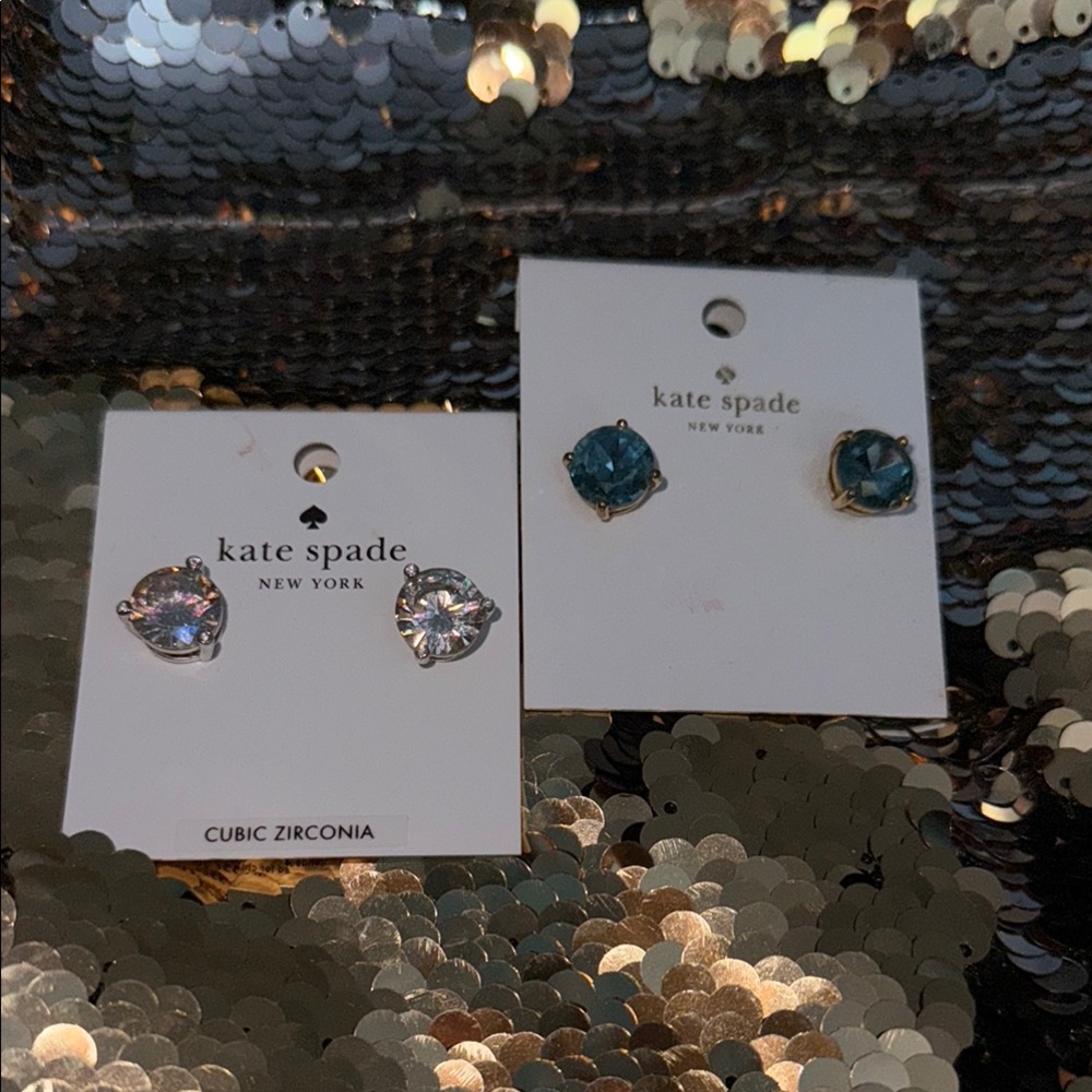 Kate Spade Sparkling Blue and Clear Stud Earrings